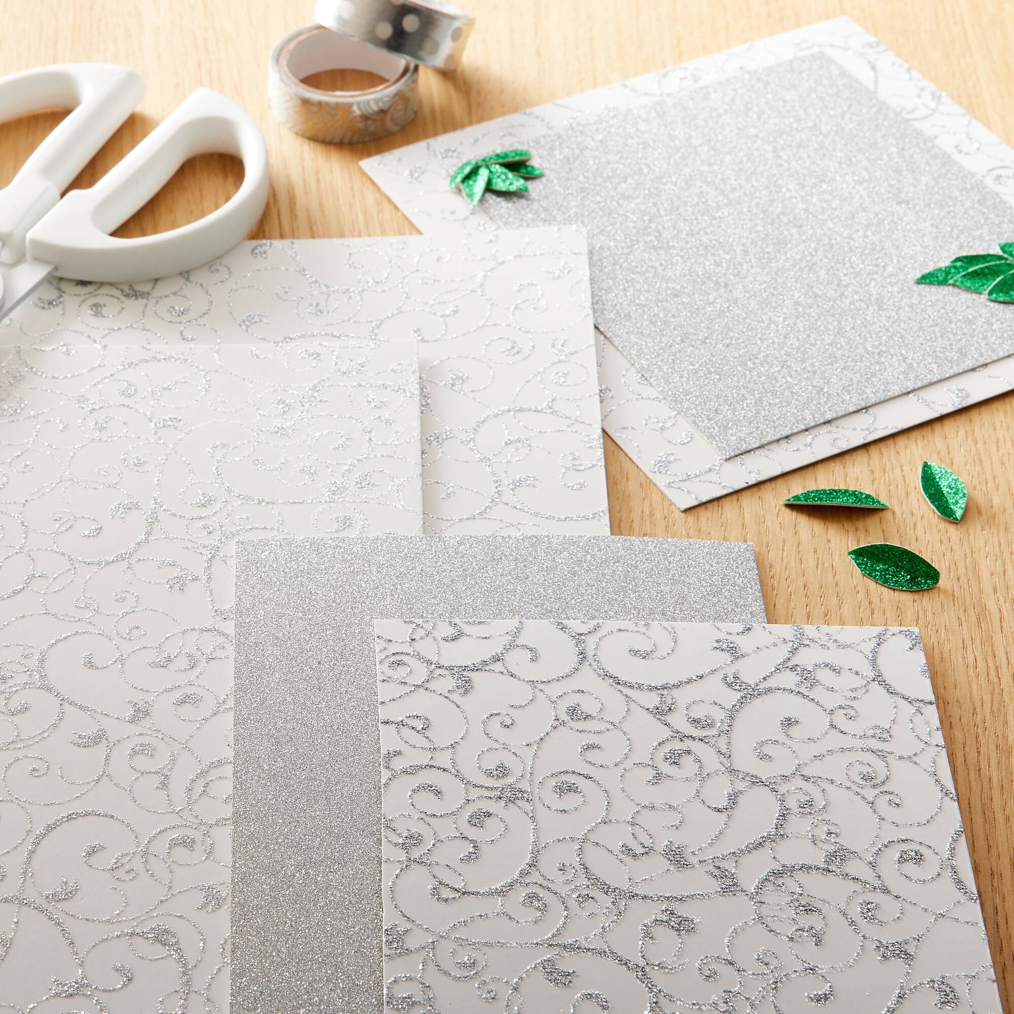 30 Pack: Silver Swirl Glitter Paper by Recollections®, 12" x 12"